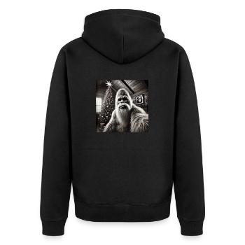 Funny Bigfoot Sasquatch Christmas - Unisex Premium Organic Zip Hoodie - black - Back - Nico (187cm)