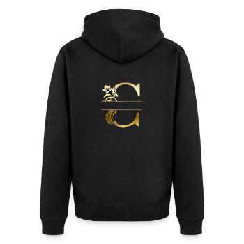Personalized Letter c Gold Floral - Gift Idea - Unisex Premium Organic Zip Hoodie - black - Back - Nico (187cm)