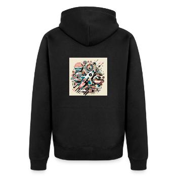 Bunte Weltraumexpedition - Unisex Premium Bio Zip Hoodie - Schwarz - Hinten - Nico (187cm)