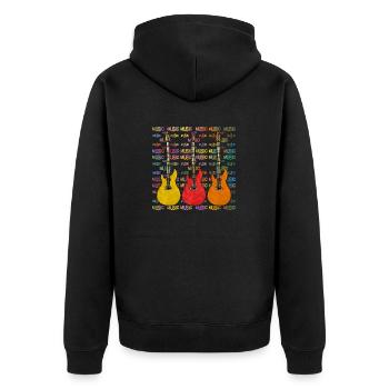 Gitarren - Unisex Premium Bio Zip Hoodie - Schwarz - Hinten - Nico (187cm)