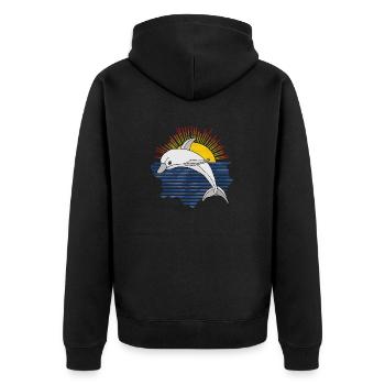 Delfin - Unisex Premium Bio Zip Hoodie - Schwarz - Hinten - Nico (187cm)