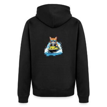 Cat Jet Ski Chat Drôle Drôle Cadeau - Veste à capuche bio Premium Unisexe - noir - Dos - Nico (187cm)