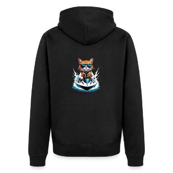 Cat Jet Ski Chat Drôle Drôle Cadeau - Veste à capuche bio Premium Unisexe - noir - Dos - Nico (187cm)