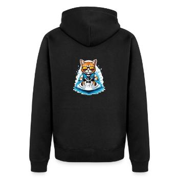 Cat Jet Ski Chat Drôle Drôle Cadeau - Veste à capuche bio Premium Unisexe - noir - Dos - Nico (187cm)