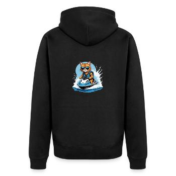 Cat Jet Ski Chat Drôle Drôle Cadeau - Veste à capuche bio Premium Unisexe - noir - Dos - Nico (187cm)