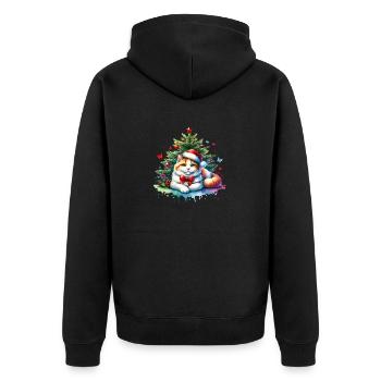 Cute Cat Christmas - Unisex Premium Organic Zip Hoodie - black - Back - Nico (187cm)