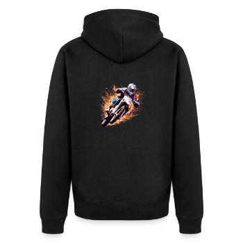 Motocross Racing Fast Speed Wettbewerb Zusammenfassung - Unisex Premium Bio Zip Hoodie - Schwarz - Hinten - Nico (187cm)