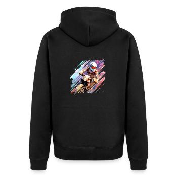 Motocross Racing Fast Speed Wettbewerb Zusammenfassung - Unisex Premium Bio Zip Hoodie - Schwarz - Hinten - Nico (187cm)