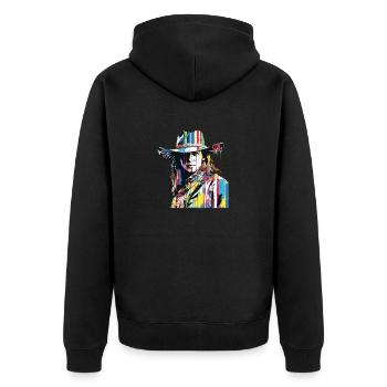 Amerikanerin Western, Land, Tradition, Kultur - Unisex Premium Bio Zip Hoodie - Schwarz - Hinten - Nico (187cm)