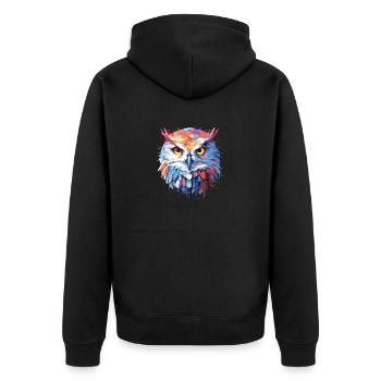 Eule Vogel Tier Natur Freiheit Tierwelt Abstrakt - Unisex Premium Bio Zip Hoodie - Schwarz - Hinten - Nico (187cm)