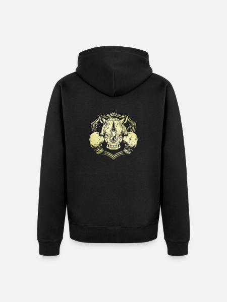 Nashorn Boxer - Unisex Premium Bio Zip Hoodie - Schwarz