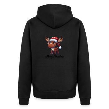 reh comic weihnachten elch - Unisex Premium Bio Zip Hoodie - Schwarz - Hinten - Nico (187cm)