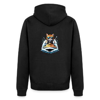 Cat Jet Ski Chat Drôle Drôle Cadeau - Veste à capuche bio Premium Unisexe - noir - Dos - Nico (187cm)