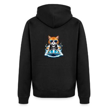 Cat Jet Ski Chat Drôle Drôle Cadeau - Veste à capuche bio Premium Unisexe - noir - Dos - Nico (187cm)