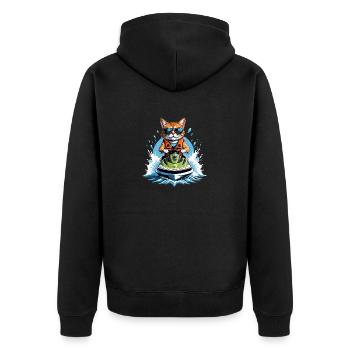 Cat Jet Ski Chat Drôle Drôle Cadeau - Veste à capuche bio Premium Unisexe - noir - Dos - Nico (187cm)
