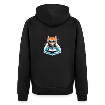 Cat Jet Ski Chat Drôle Drôle Cadeau - Veste à capuche bio Premium Unisexe - noir - Dos - Nico (187cm)