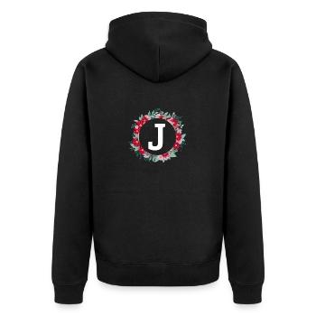 Buchstabe j Blumenkranz - Unisex Premium Bio Zip Hoodie - Schwarz - Hinten - Nico (187cm)