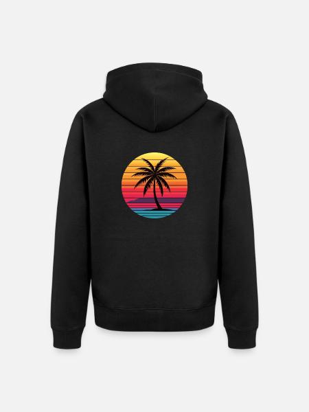 Palm Sunrise - Unisex Premium Organic Zip Hoodie - black