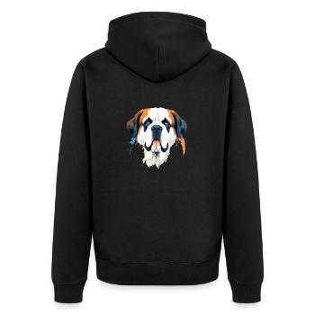 Bernhardiner Vektor Kunst Lebendige Illustration - Unisex Premium Bio Zip Hoodie - Schwarz - Hinten - Nico (187cm)