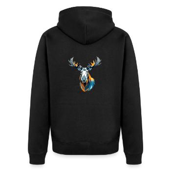 Elch-Vektor-Kunst mit lebendiger Farbillustration - Unisex Premium Bio Zip Hoodie - Schwarz - Hinten - Nico (187cm)