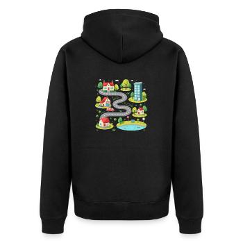 Vatertag mit Autos - Auto Spielmatte - Unisex Premium Bio Zip Hoodie - Schwarz - Hinten - Nico (187cm)