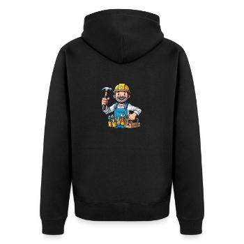 Handwerker - Unisex Premium Bio Zip Hoodie - Schwarz - Hinten - Nico (187cm)
