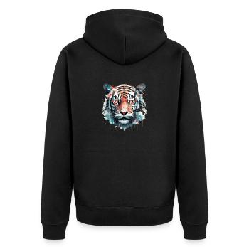 Tiger Animal Freedom World Wildlife Abstract - Unisex Premium Organic Zip Hoodie - black - Back - Nico (187cm)