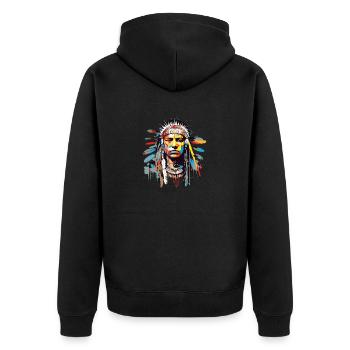 American Native Indian Brave Warrior Inspiration - Unisex Premium Organic Zip Hoodie - black - Back - Nico (187cm)