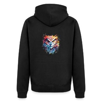 Owl Bird Animal Nature Freedom Wildlife Abstract - Unisex Premium Organic Zip Hoodie - black - Back - Nico (187cm)