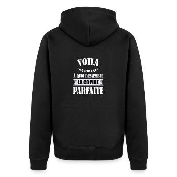 Ehefrau Die perfekte Freundin Liebe Freundschaft Humor - Unisex Premium Bio Zip Hoodie - Schwarz - Hinten - Nico (187cm)