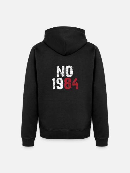 No 1984 weiss - Unisex Premium Bio Zip Hoodie - Schwarz
