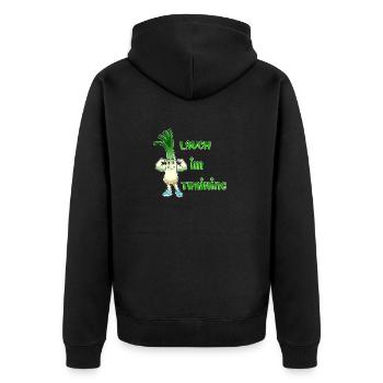 Lauch im Training, für den Lauch von Welt - Unisex Premium Bio Zip Hoodie - Schwarz - Hinten - Nico (187cm)