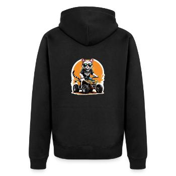 Cat Quad Katze Geschenk Supermoto Motorrad - Unisex Premium Bio Zip Hoodie - Schwarz - Hinten - Nico (187cm)