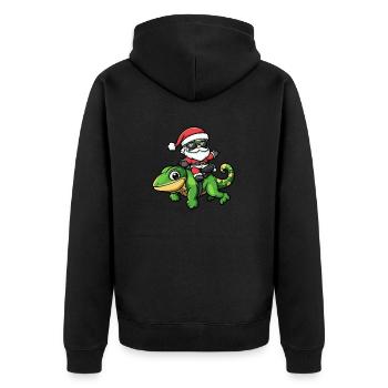Chameleon Santa Claus Cartoon - Unisex Premium Organic Zip Hoodie - black - Back - Nico (187cm)