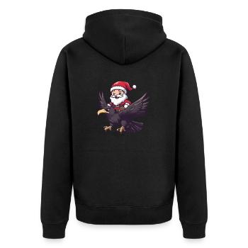 Harpyie Vogel Weihnachtsmann Cartoon - Unisex Premium Bio Zip Hoodie - Schwarz - Hinten - Nico (187cm)