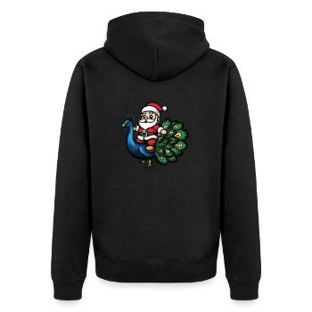 Pfau Vogel Weihnachtsmann Cartoon - Unisex Premium Bio Zip Hoodie - Schwarz - Hinten - Nico (187cm)