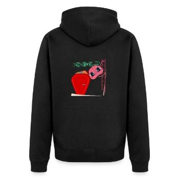 PROVISORISCH - Unisex Premium Bio Zip Hoodie - Schwarz - Hinten - Nico (187cm)
