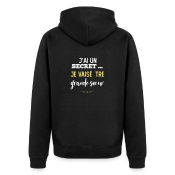 I have a secret, I'm going to be a big sister - Unisex Premium Organic Zip Hoodie - black - Back - Nico (187cm)