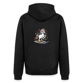 Unicorn on the Winter Alpine Skiing Gift - Unisex Premium Organic Zip Hoodie - black - Back - Nico (187cm)