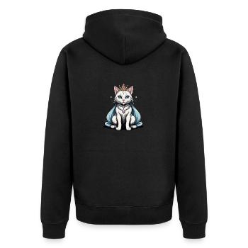Cat Prinzessin Königin Katze Elegant Geschenk - Unisex Premium Bio Zip Hoodie - Schwarz - Hinten - Nico (187cm)