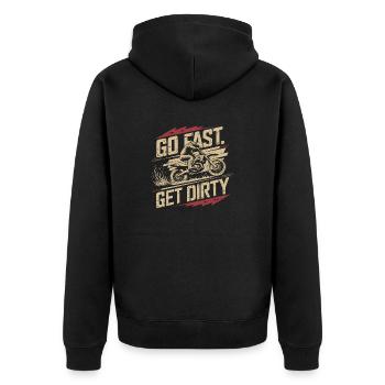 Mud sports for real racers - Unisex Premium Organic Zip Hoodie - black - Back - Nico (187cm)