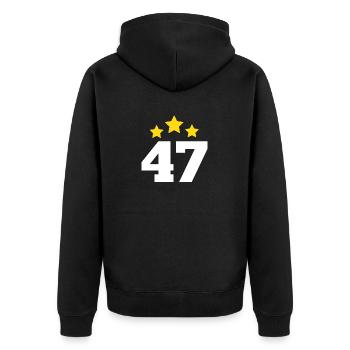 47 Years Star - 47th Anniversary Gift - Unisex Premium Organic Zip Hoodie - black - Back - Nico (187cm)
