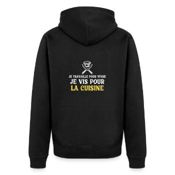 I work to live, I live to cook - Unisex Premium Organic Zip Hoodie - black - Back - Nico (187cm)