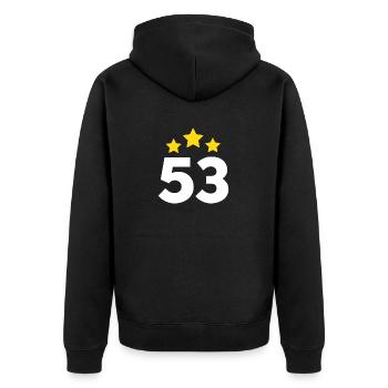 53 Jahre Stern - Geschenk zum 53. Jubiläum - Unisex Premium Bio Zip Hoodie - Schwarz - Hinten - Nico (187cm)