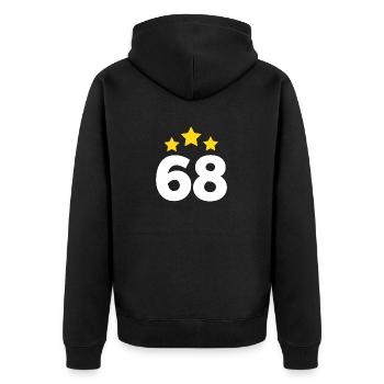 68 Years Star - 68th Anniversary Gift - Unisex Premium Organic Zip Hoodie - black - Back - Nico (187cm)