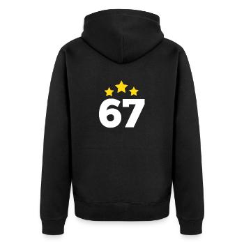 67 Years Star - 67th Anniversary Gift - Unisex Premium Organic Zip Hoodie - black - Back - Nico (187cm)