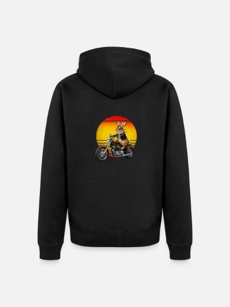 A rabbit on a Motocycle - Unisex Premium Organic Zip Hoodie - black