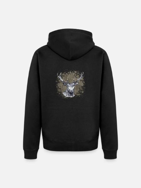 Deer - Unisex Premium Organic Zip Hoodie - black