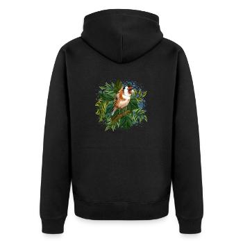 Bunter Vogel - Unisex Premium Bio Zip Hoodie - Schwarz - Hinten - Nico (187cm)