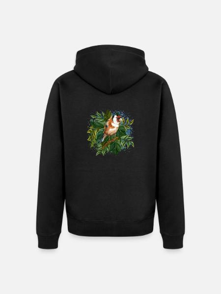 Bunter Vogel - Unisex Premium Bio Zip Hoodie - Schwarz